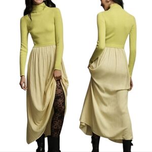 Anthropologie Lime Green Twofer Dress